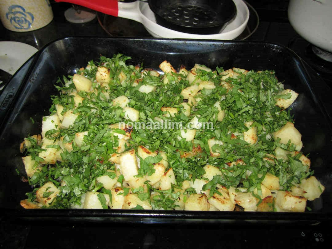Lebanese potato coriander garlic